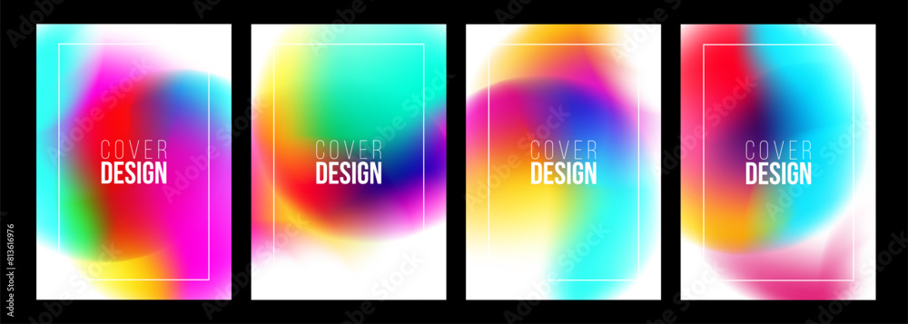 Poster cover designs. abstract blurred backgrounds with vibrant colored gradients and white color. graphic 