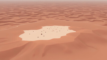 Simple pixel image for directly above of a completely flat desert and majority of the image should be mostly devoid of objects