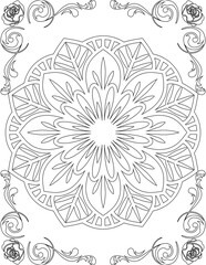 Printable Mandala Coloring Page for Adults. Educational Resources for School for Kids. Adults Coloring Book. Mandala Coloring Activity Worksheet.