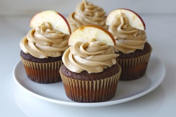 Decadent Apple-Peanut Butter Cupcakes on Rustic Plate