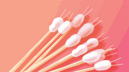 Cotton swabs on color background closeup Vector style