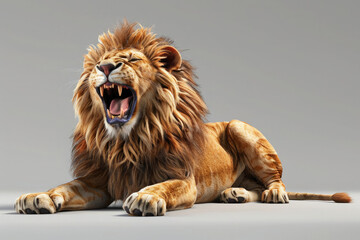 portrait of a lion roaring 