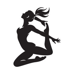 Gymnastics female silhouette illustration set