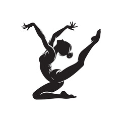 Gymnastics female silhouette illustration set