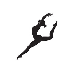 Gymnastics female silhouette illustration set