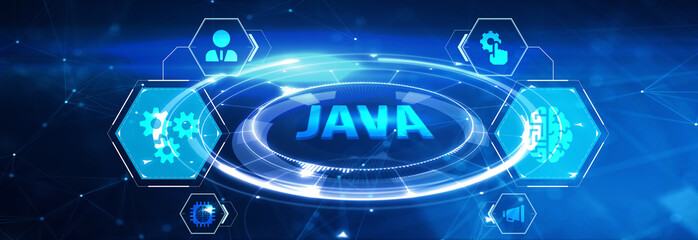 Software, web development, programming concept. Programming languages java and program. Software development. 3d illustration