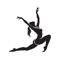 Gymnastics female silhouette illustration set