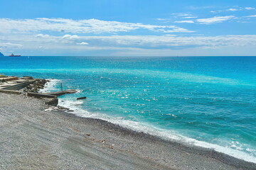mare e spiaggia a genova in italia, sea and beach in genoa in italy