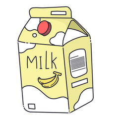 illustration of a banana milk carton