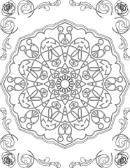 Printable Mandala Coloring Page for Adults. Educational Resources for School for Kids. Adults Coloring Book. Mandala Coloring Activity Worksheet.