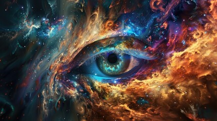 An eyes in the style of galaxy abstract business background