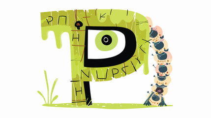 Creepy scaring Halloween alphabet with monster detail