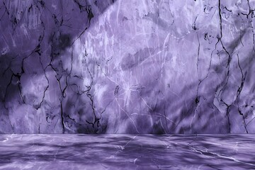 Naklejka premium purple marble wall and floor with cracks and shadows. background for product display or luxury branding