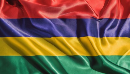 Obraz premium Fabric and Wavy Flag of Mauritius