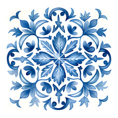 Rustic blue tile watercolor seamless pattern. Pattern of azulejos tiles