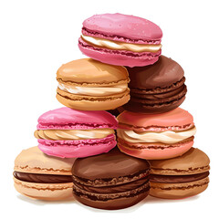 Clipart illustration of macarons on a white background. Suitable for crafting and digital design projects.[A-0003]