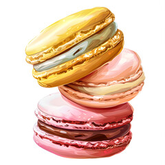 Clipart illustration of macarons on a white background. Suitable for crafting and digital design projects.[A-0001]