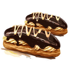 Clipart illustration of eclairs on a white background. Suitable for crafting and digital design projects.[A-0001]