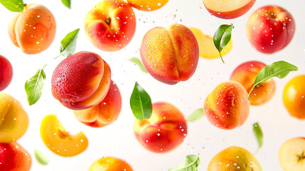 Summertime refreshment: fruits in cool water against white background