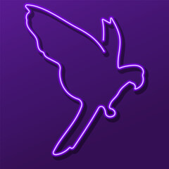 parrot neon sign, modern glowing banner design, colorful modern design trend. Vector illustration.