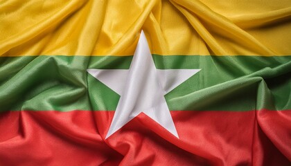 Fabric and Wavy Flag of Myanmar