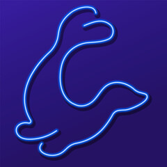 seal neon sign, modern glowing banner design, colorful modern design trend. Vector illustration.