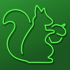 squirrel neon sign, modern glowing banner design, colorful modern design trend. Vector illustration.