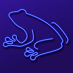 frog neon sign, modern glowing banner design, colorful modern design trend. Vector illustration.