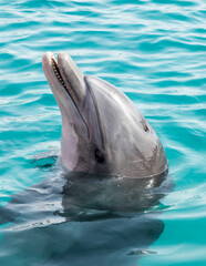 Dolphin poking its head out of water