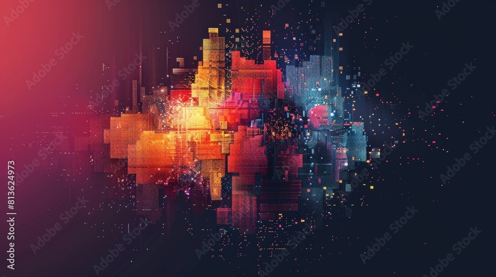 Wall mural create a business logo with a pixelated design, adding a touch of digital and technological flair