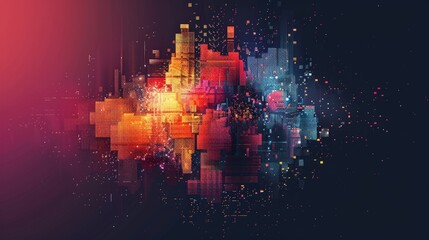 Create a business logo with a pixelated design, adding a touch of digital and technological flair