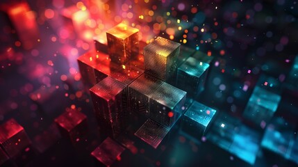 Create a business logo with a pixelated design, adding a touch of digital and technological flair