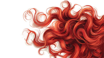 Curly red hair on white background closeup Vector style