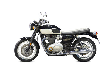 Classic vintage road motorcycle isolated white