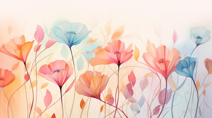 Hand painted watercolor flowers illustration background poster decorative painting