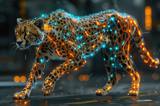 leopard futuristic noen high speeed data trasfer concept 