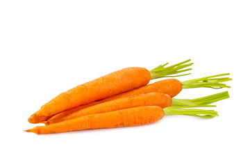 Carrot isolated on white background. Fresh and sweet organic carrots on a white background. Carrot slices. Vegan.