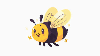 Cute bumblebee flying. Funny smiling bumble bee baby