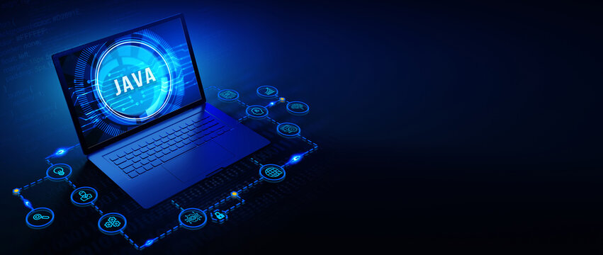 Software, web development, programming concept. Programming languages java and program. Software development. 3d illustration
