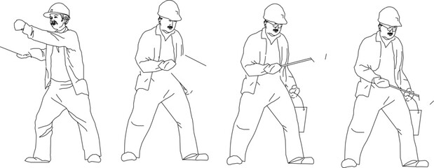 vector illustration sketch design of construction industry workers building