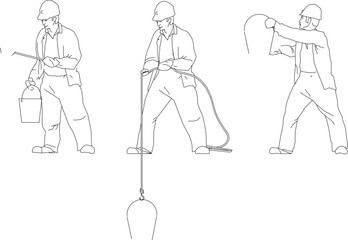 vector illustration sketch design of construction industry workers building