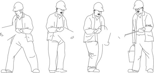 vector illustration sketch design of construction industry workers building