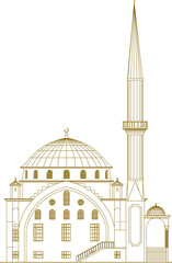 vector illustration sketch of the design of a magnificent colonial Muslim place of worship