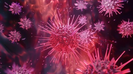 Fototapeta premium Realistic virus particle flat design top view microbiology theme animation vivid