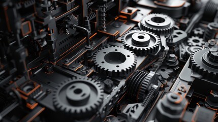 Mechanical engineer flat design front view gear adjustments theme 3D render Monochromatic Color Scheme