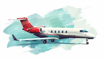 Personal aircraft flat design side view affluent lifestyle theme water color Triadic Color Scheme