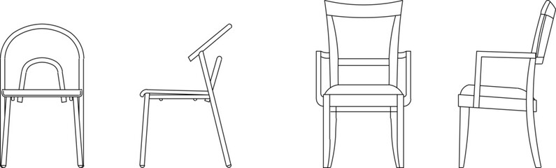 vector illustration of a sketch of a wooden cafe chair design for a dining table