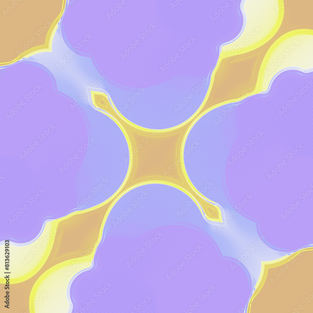 Aufkleber 3d rendering digital illustration in surreal and abstract style of symmetrical figures in yellow-ora