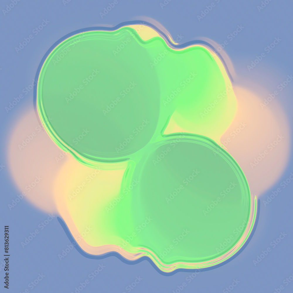 Poster Surrealistic or abstract style digital illustration with bright multicolored organic shapes. 3d rendering