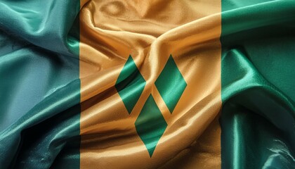 Fabric and Wavy Flag of St. Vincent Grenadines